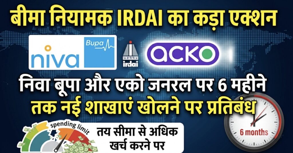 बीमा नियामक IRDAI का कड़ा एक्शन: तय सीमा से अधिक खर्च करने पर निवा बूपा और एको जनरल पर 6 महीने तक नई शाखाएं खोलने पर प्रतिबंध